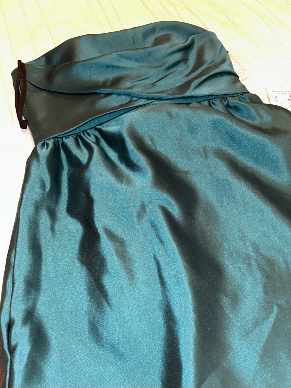 Amsale Strapless Satin Bridesmaid Dress Size 8 NWT Deep Teal Peacock Blue